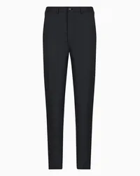 Giorgio Armani OFFICIAL STORE Pantaloni Flat Front In Gabardine Di Lana E Cashmere Nero