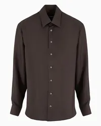 Giorgio Armani OFFICIAL STORE Giorgio's Camicia  Regular Fit In Twill Di Seta Marrone