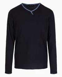 Giorgio Armani OFFICIAL STORE Maglia Girocollo In Cashmere E Seta Blu