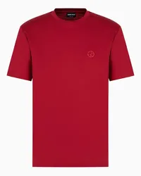 Giorgio Armani OFFICIAL STORE T-shirt In Interlock Di Cotone Con Logo Ricamato Rubino