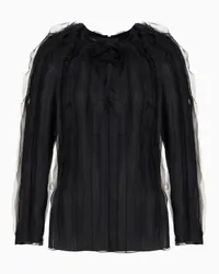 Giorgio Armani OFFICIAL STORE Camicia A Maniche Lunghe In Organza Di Seta Nero