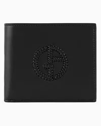 Giorgio Armani OFFICIAL STORE Portafoglio Bifold In Nappa Con Logo Ricamato Nero