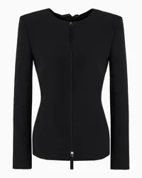 Giorgio Armani OFFICIAL STORE Giacca Con Zip In Cady Di Seta Con Dettaglio Fiocchi Nero