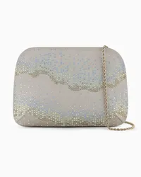 Giorgio Armani OFFICIAL STORE Clutch La Prima In Raso E Strass Con Motivo Onde Grigio