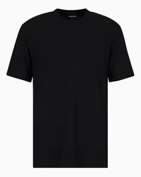 Giorgio Armani OFFICIAL STORE T-shirt Girocollo In Jersey Di Viscosa E Cashmere Jacquard Nero