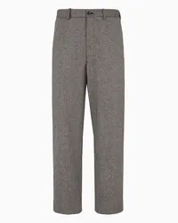 Giorgio Armani OFFICIAL STORE Pantaloni Flat Front In Lana Vergine E Cashmere Jacquard Fantasia