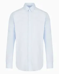 Giorgio Armani OFFICIAL STORE Camicia In Tessuto Stretch Con Collo Con Stecche Azzurro