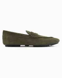 Giorgio Armani OFFICIAL STORE Mocassini In Suede Verde