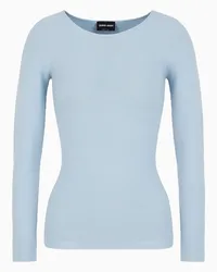 Giorgio Armani OFFICIAL STORE Maglia A Maniche Lunghe In Viscosa Punto Links Azzurro