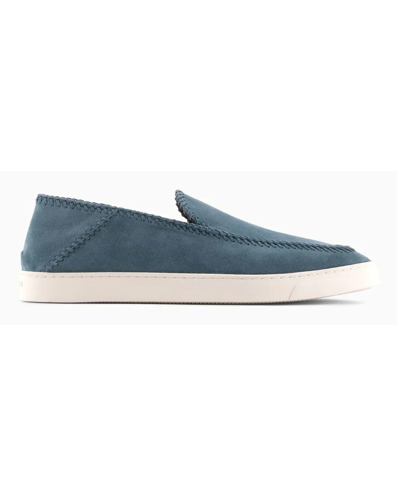 Giorgio Armani OFFICIAL STORE Galleria 3 Slip-on In Pelle Scamosciata Azzurro