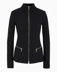 Giorgio Armani OFFICIAL STORE Giacca Con Zip In Cotone, Lana E Cashmere Double Nero