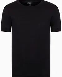 Giorgio Armani OFFICIAL STORE Maglia Girocollo Icon A Maniche Corte In Interlock Di Cashmere Nero