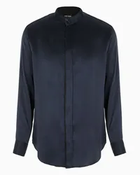 Giorgio Armani OFFICIAL STORE Camicia Regular Fit In Seta Blu