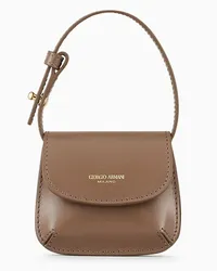 Giorgio Armani OFFICIAL STORE Borsa Charm Micro La Prima In Pelle Palmellata Fango