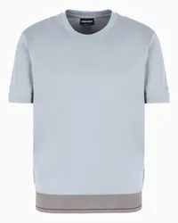 Giorgio Armani OFFICIAL STORE T-shirt Girocollo In Interlock Di Cotone Biologico Asv Azzurro