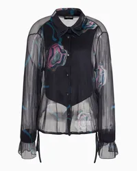 Giorgio Armani OFFICIAL STORE Camicia In Seta Stampata Con Plastron Fantasia