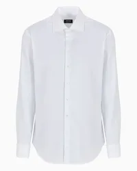 Giorgio Armani OFFICIAL STORE Camicia Regular Fit In Cotone Microarmaturato Bianco