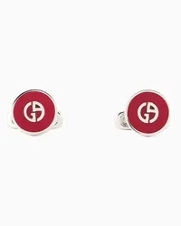 Giorgio Armani OFFICIAL STORE Gemelli In Argento 925 Con Dettaglio Smaltato Rosso