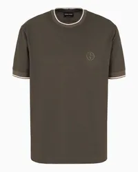 Giorgio Armani OFFICIAL STORE T-shirt Girocollo In Jersey Di Seta E Cotone Verde