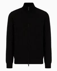 Giorgio Armani OFFICIAL STORE Cardigan Con Zip In Cashmere Nero