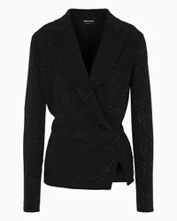 Giorgio Armani OFFICIAL STORE Giacca Monopetto In Viscosa Con Ricamo All-over Asv Nero