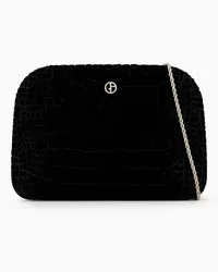 Giorgio Armani OFFICIAL STORE Clutch La Prima In Velluto Trapuntato Effetto Cocco Nero