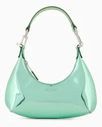 Giorgio Armani OFFICIAL STORE Mini Hobo Bag La Prima In Pelle Laminata Verde