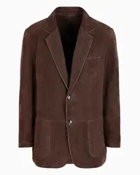 Giorgio Armani OFFICIAL STORE Giacca Monopetto In Suede Di Agnello Marrone