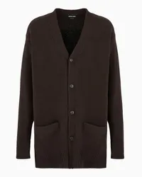 Giorgio Armani OFFICIAL STORE Maxi Cardigan In Lana E Cashmere Cioccolato