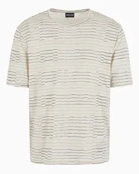 Giorgio Armani OFFICIAL STORE T-shirt Girocollo In Lino Con Stampa Righe Irregolari Fantasia