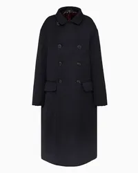 Giorgio Armani OFFICIAL STORE Cappotto Doppiopetto Imbottito In Lana Vergine Blu