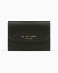 Giorgio Armani OFFICIAL STORE Mini Portafoglio Trifold La Prima In Pelle Palmellata Militare