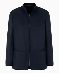 Giorgio Armani OFFICIAL STORE Giacca Monopetto In Misto Cupro Canneté Asv Blu