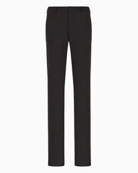 Giorgio Armani OFFICIAL STORE Pantaloni Flat Front In Lana Vergine Nero