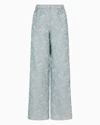 Giorgio Armani OFFICIAL STORE Pantaloni Ampi In Seta Jacquard Floreale Turchese