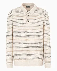 Giorgio Armani OFFICIAL STORE Polo A Maniche Lunghe In Jersey Di Lino, Cotone E Viscosa Jacquard Beige