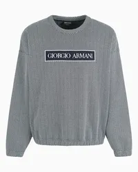 Giorgio Armani OFFICIAL STORE Denim Collection Felpa In Cotone Jacquard Chevron Fantasia