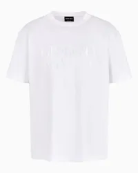 Giorgio Armani OFFICIAL STORE T-shirt Girocollo In Interlock Di Puro Cotone Bianco