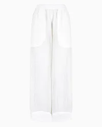 Giorgio Armani OFFICIAL STORE Pantaloni Ampi In Misto Lino Bianco