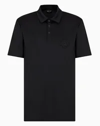 Giorgio Armani OFFICIAL STORE Polo A Maniche Corte In Interlock Di Cotone Nero