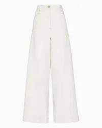 Giorgio Armani OFFICIAL STORE Denim Collection Pantaloni Ampi In Denim Di Cotone Stretch Bianco