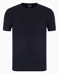 Giorgio Armani OFFICIAL STORE T-shirt Girocollo A Maniche Corte In Jersey Di Viscosa Stretch Blu