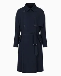 Giorgio Armani OFFICIAL STORE Trench Doppiopetto Icon In Cupro Blu