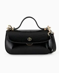 Giorgio Armani OFFICIAL STORE Mini Borsa A Mano La Prima In Vernice Moiré Nero