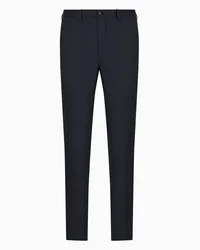 Giorgio Armani OFFICIAL STORE Pantaloni Flat Front In Gabardine Di Lana E Cashmere Blu