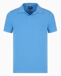 Giorgio Armani OFFICIAL STORE Polo A Maniche Corte In Jersey Di Viscosa Stretch Azzuro