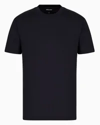 Giorgio Armani OFFICIAL STORE T-shirt In Jersey Rasato Di Misto Seta E Cotone Blu