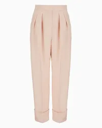 Giorgio Armani OFFICIAL STORE Pantaloni A Vita Alta In Seta Marocaine Glitter Rosa