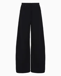 Giorgio Armani OFFICIAL STORE Pantaloni Ampi In Jersey Double Di Misto Lana Vergine Asv Nero