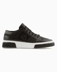 Giorgio Armani OFFICIAL STORE Sneakers In Pelle E Tessuto Nero